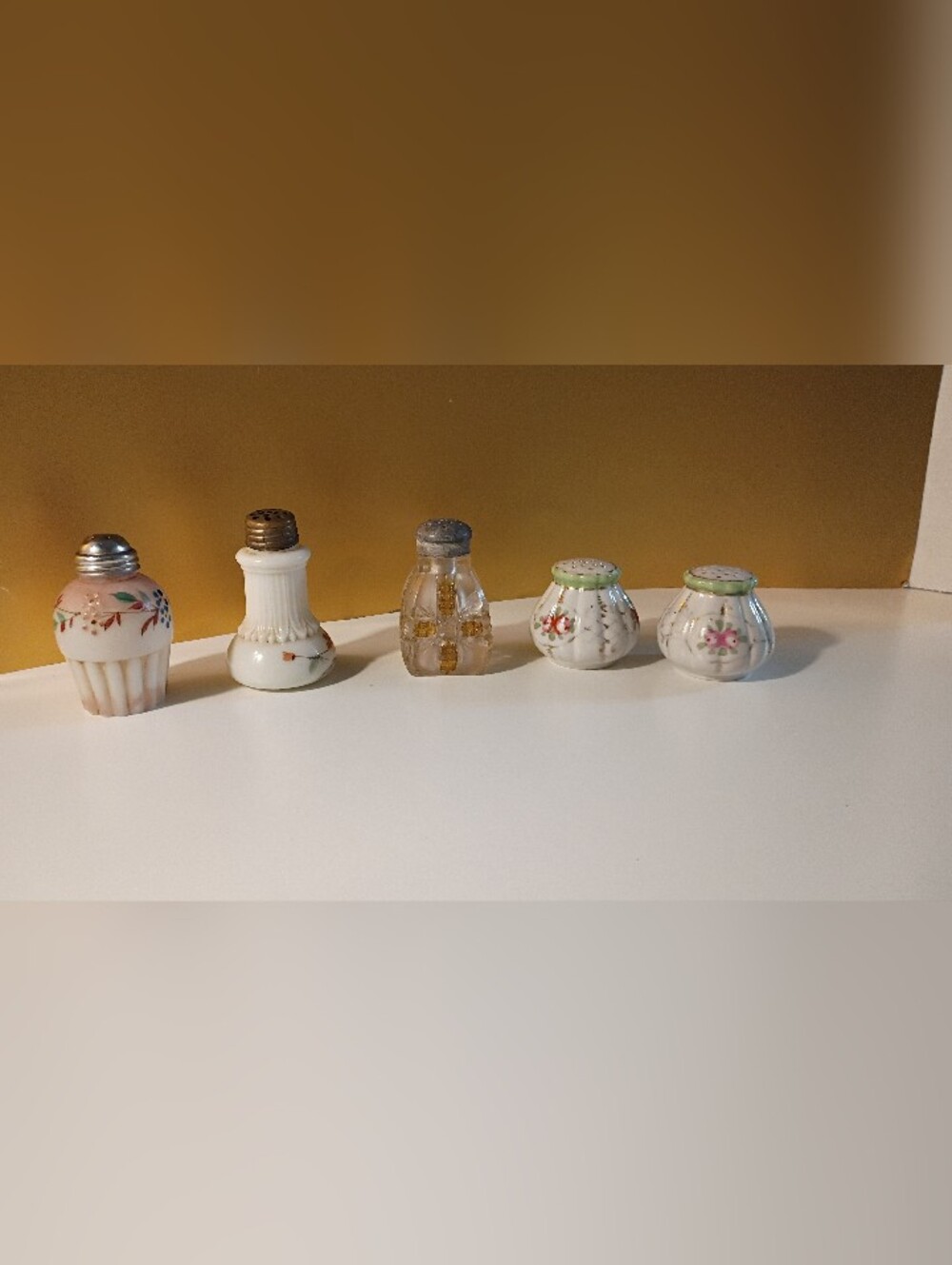 Set of Vintage Salt & Pepper Shakers with Hand painted Floral Motifs